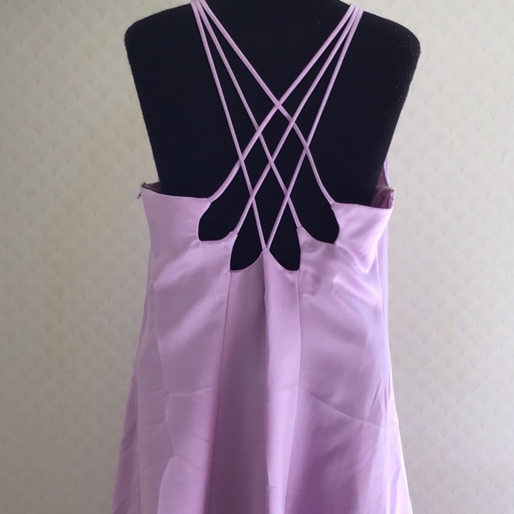 Prom Rhinestone dress tule puffy skirt detail back lavender bridesmaid gown